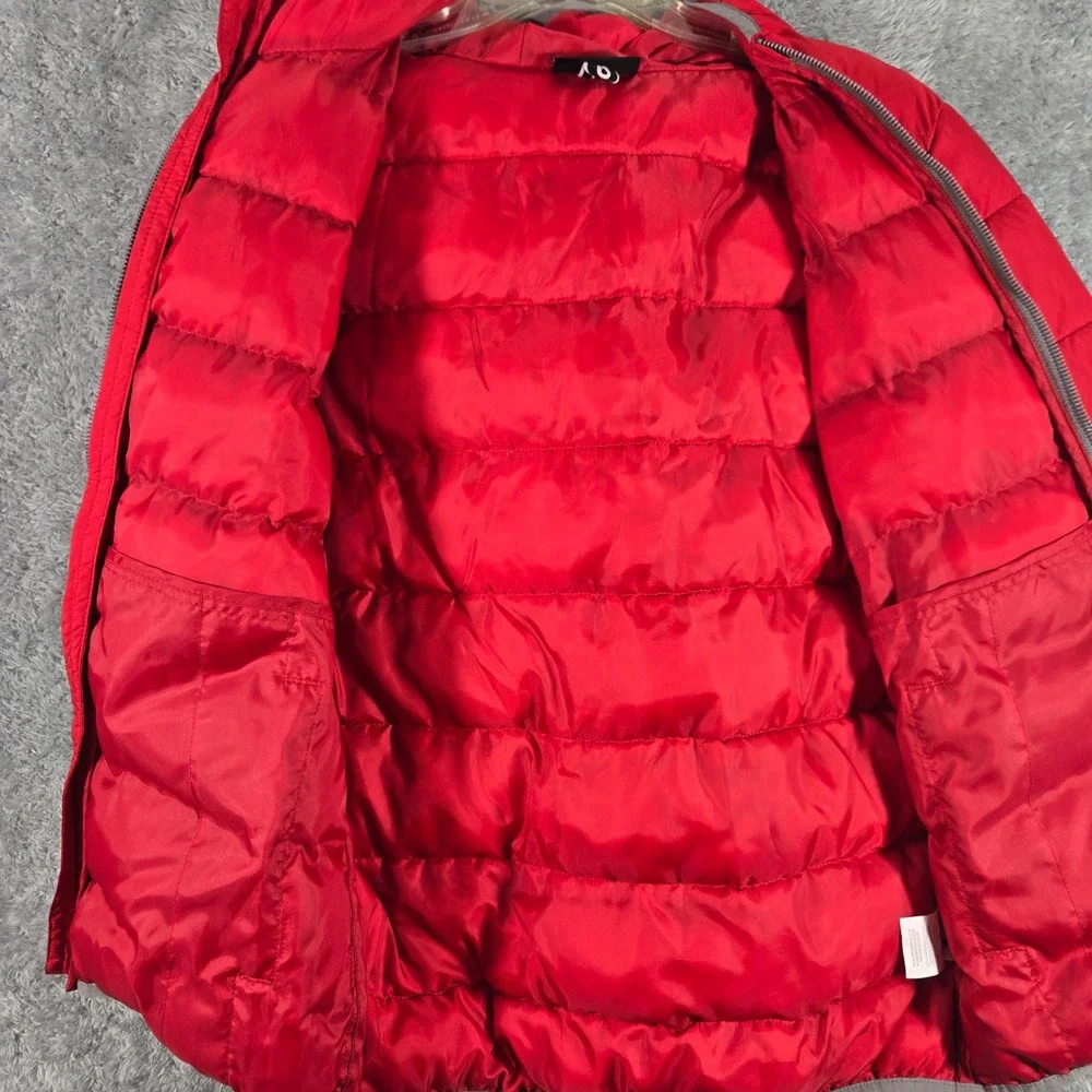 Under Armour Kids ColdGear Red Puffer Jacket Full Zip Hooded Coat YLG Large